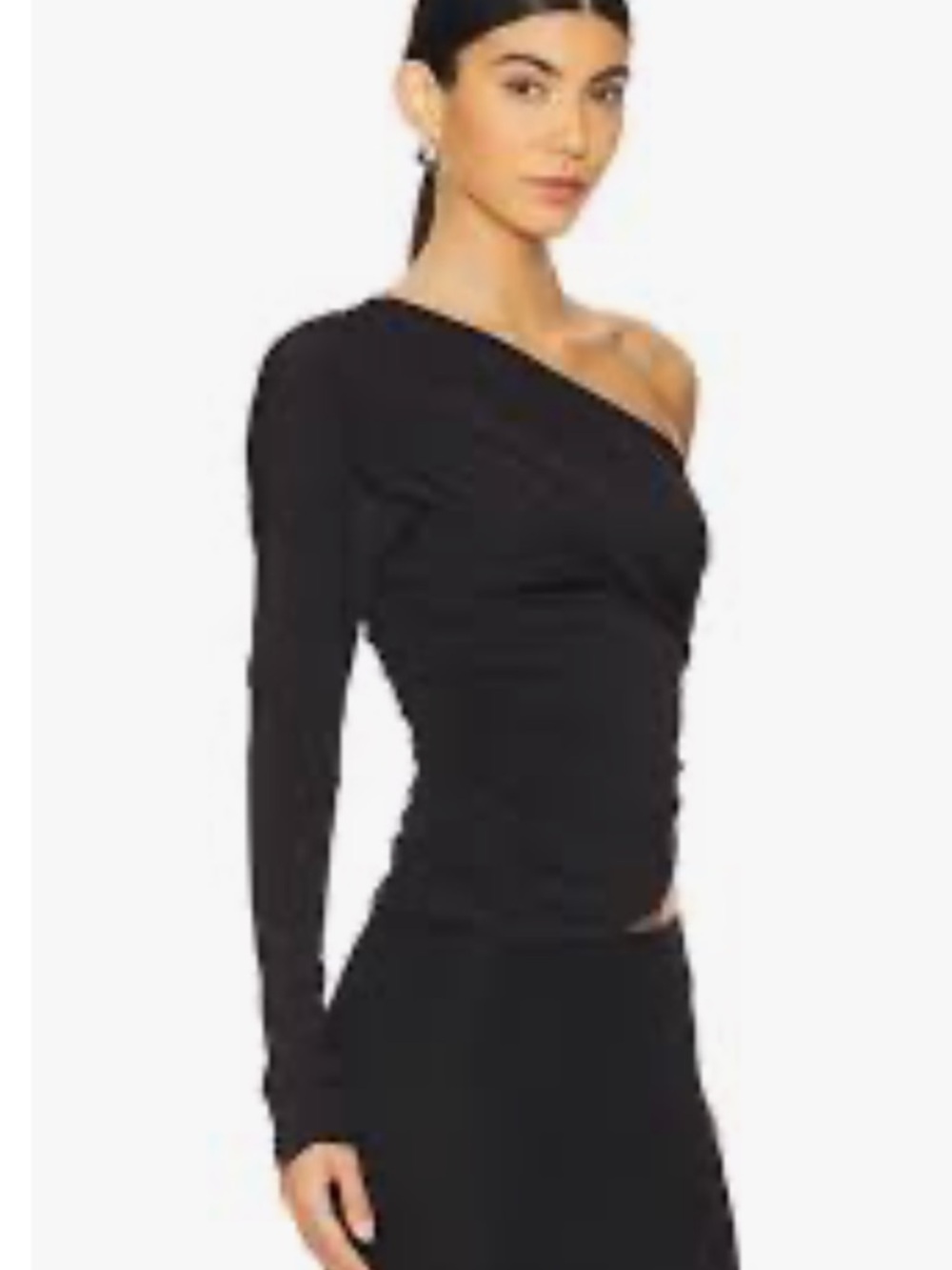 NWT PrettyLittleThing Black One Shoulder Ruched Side Top